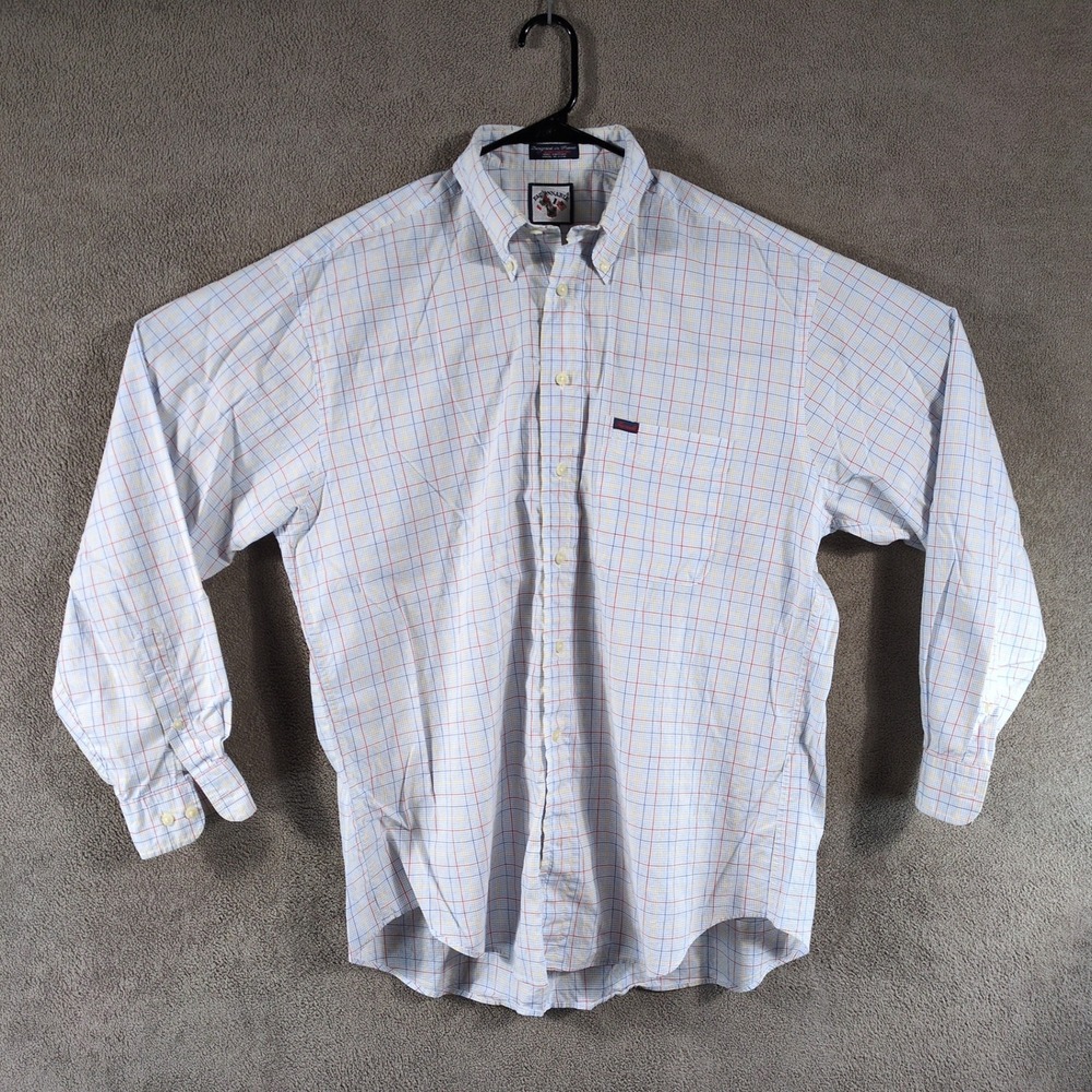 Faconnable Mens L Tattersall Plaid Button Down Shirt Albert Goldberg‎ USA Made